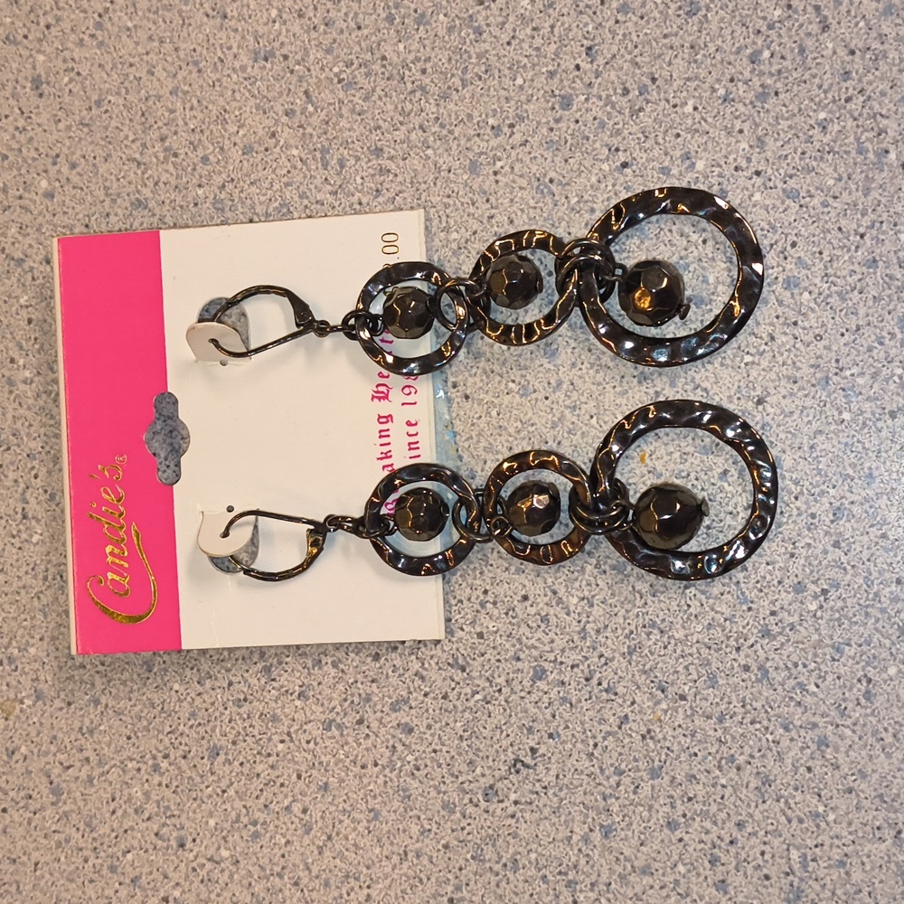 Candie's Brand Black Triple Hoop Earrings-Brand New With Tag